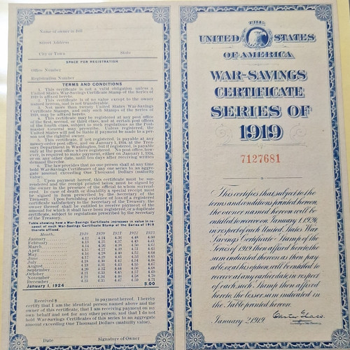War savings certificate series - war-savings,