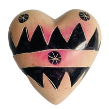 Small Pink Black Soapstone Decorative Heart READ