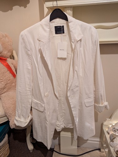 Bershka white jacket womens - white,