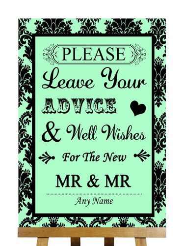 Mint green black damask guest - mint,
