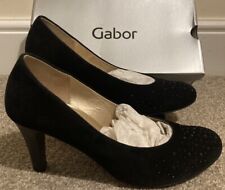 Ladies Gabor Roxburgh Suede Leather Court Shoes. Uk6 Eu39. Rhinestones. BNIB !