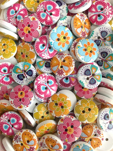 15mm round wooden - , buttons