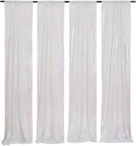 White iridescent sequin - white,