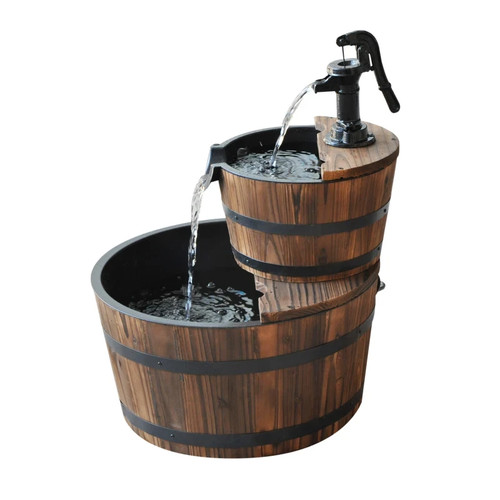 Wooden water pump fountain - wooden,