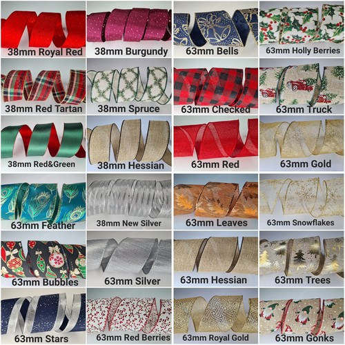 Christmas wired edge ribbons - christmas,