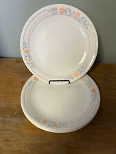 Corelle APRICOT GROVE 10 1/4" DINNER Plates SET OF 4 Peach Flowers Gray Leaves