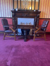 Old Charm Games Table Special Limited Edition, With Leather Chesterfield Chairs