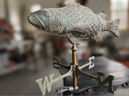 Large vintage copper cod fish - large,