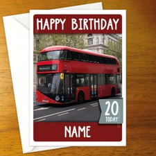 BUS Personalised Birthday Card • personalized any name and age london city red