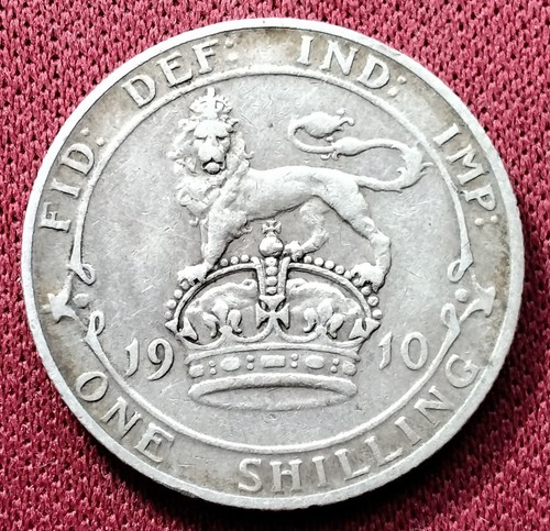 1910 one shilling - one, silver