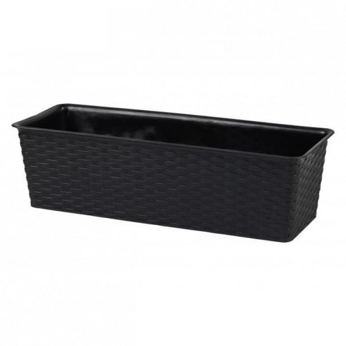 Black rattan effect planter - effect,