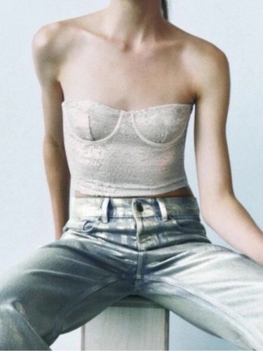 Nwt zara sequin - zara, strapless