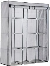 Home Double Modular Fabric Wardrobe - Grey & Black