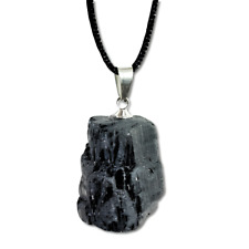Black Tourmaline Necklace Pendant Raw Gemstone Schorl Stone Protection Small