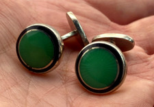 Vintage Ted Baker Classic Cool Bright Green Enamel Cufflinks