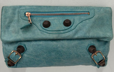 balenciaga iconic blue motorcross classic envelope clutch bag