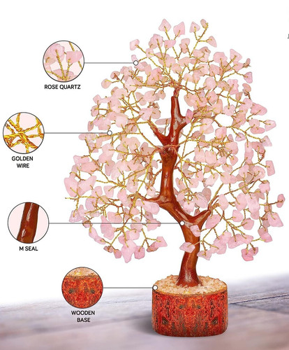 Rose quartz gemstone tree - rose,