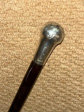 Antique Snakewood Walking Stick / Cane - Hallmarked London 1917 Silver Top