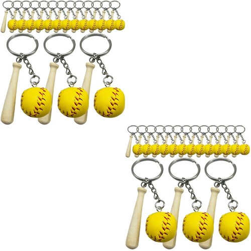Yellow sports ball keyring - ball,
