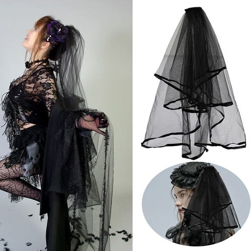 Black comb veil halloween - veil,
