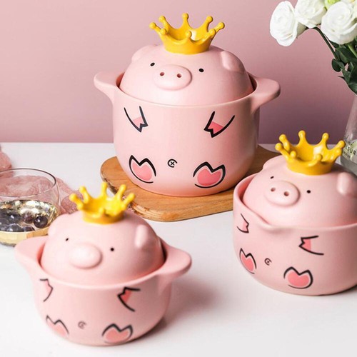 Pink crowned pig porcelain - pink,