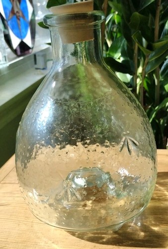 Vintage footed pebbled glass - footed,