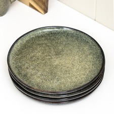 Set Of 4 Green Reactive Glaze
