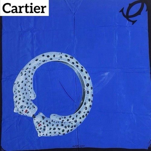 Cartier blue silk panther - cartier, logo