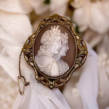 Antique Shell Cameo Brooch Of