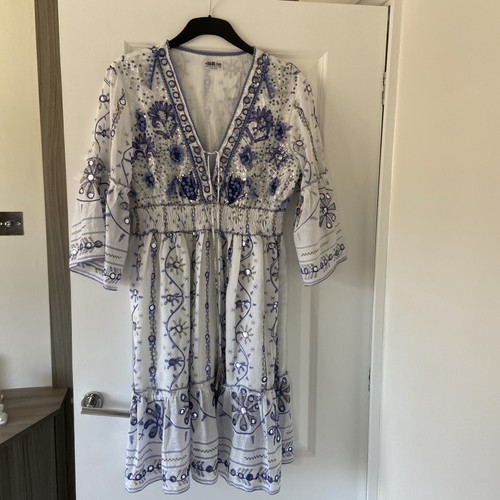 Ibban dress blue - blue, white