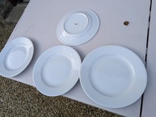 4x Porcelite vitrified white deep dinner plates 11 inch catering quality