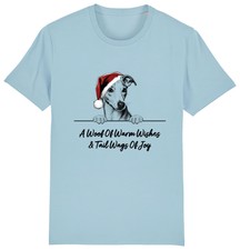 WHIPPET Christmas Dog T-Shirt Adults Kids Woof Wishes Tail Wags Joy Festive Gift