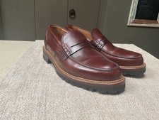 Russell & Bromley Men’s Cleat Sole Brown Leather Penny Loafers Shoes 42 EU 8 UK