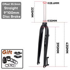 26/27.5/29Inch MTB Rigid Fork 9*100Mm QR Straight Tube Mountain Bike Fork Disc B