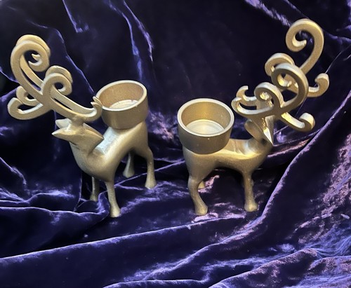Pair brass reindeer - reindeer, stag