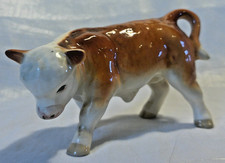 Vintage Cute Hereford Calf Cattle Baby Figurine Orament Figure Little Bull