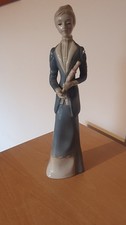 Young Women with Rolled Up Umbrella Woolbro Porcelain Figurine