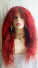 Rachel  body wavy red thick asymetrical 24" brazilian human hair long Wig
