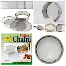 Flour Sieve Sifter Kitchen Colander Stainless Steel Mesh Fine Strainer Chalni 4x