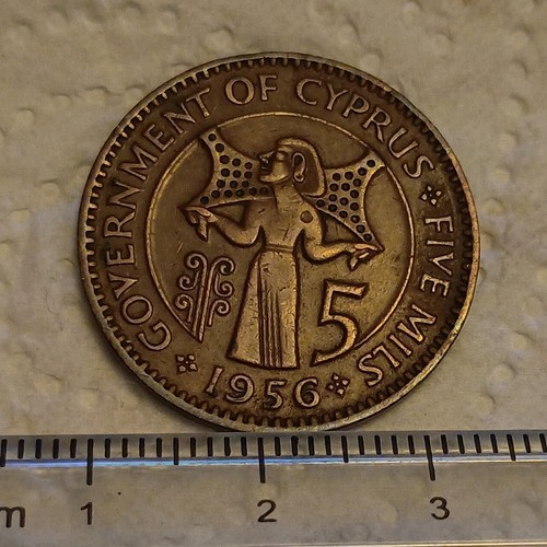 1956 cyprus mils coin - mils, in