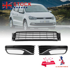 FOR VW POLO 6R 2014-2017 FRONT BUMPER LOWER CENTER GRILLE FOG LIGHT GRILL SET