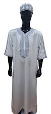 Boys Moroccan Cotton Blend 3-Quarter Sleeve Thobe Jubba Kandora Dishdasha 36-50
