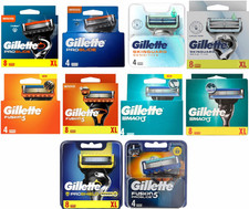 GILLETTE Fusion5, Proglide, Prosheild, Mach3, Sensitive (4 or 8 REFILL BLADES)