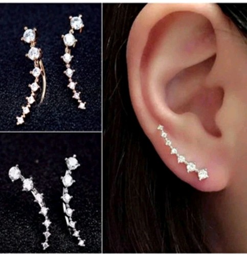 Silver tone clear crystal - silver, star