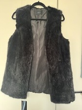 Matalan Papaya Black Faux Fur Gilet Waistcoat Size 12