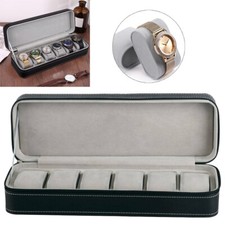 6 Slots Watch Box Storage Zipper Collect Travel Organiser Holder Case Women Man
