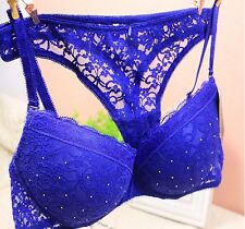 Women's luxurious elegance full lace floral push up bra & thong Set 34,36,38,40C