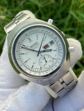 Vintage Seiko Helmet Chronograph 6139-7100 White Dial Watch