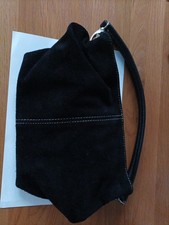 Suede Leather Handbag , Black
