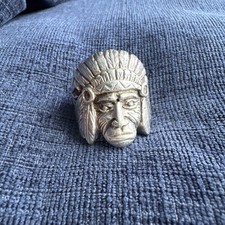 mens heavy sterling silver indian chief native american biker ring